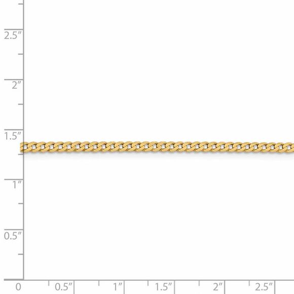 2.3mm 14k Yellow Gold Beveled Solid Curb Chain Necklace, 20 Inch